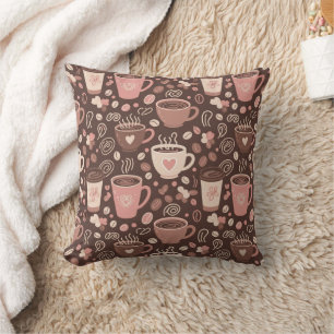 Cozy Coffee Cup Pattern (2) Throw Pillow