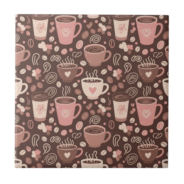Cozy Coffee Cup Pattern (2) Tile (Front)