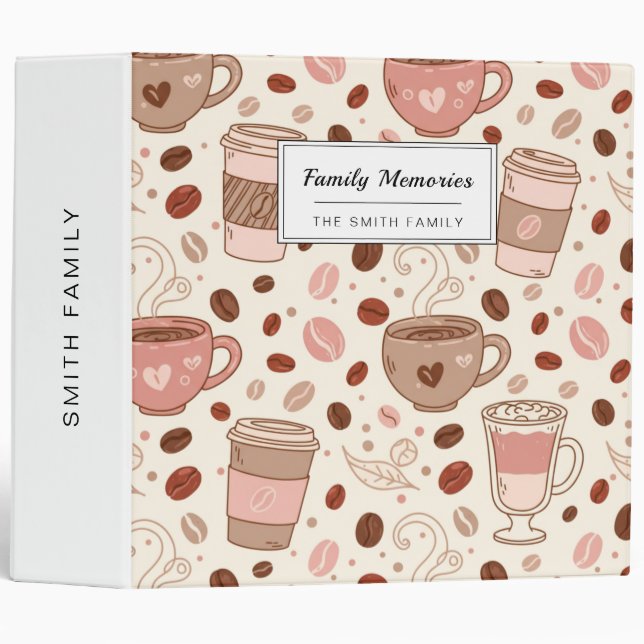 Cozy Coffee Cup Pattern (3) Binder (Front/Spine)