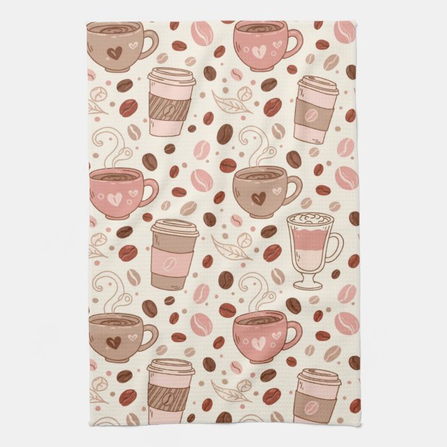 Cozy Coffee Cup Pattern (3) Kitchen Towel (Vertical)