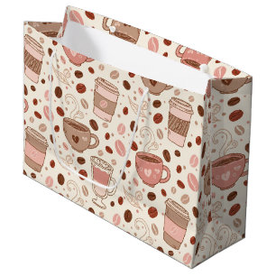Cozy Coffee Cup Pattern (3) Large Gift Bag