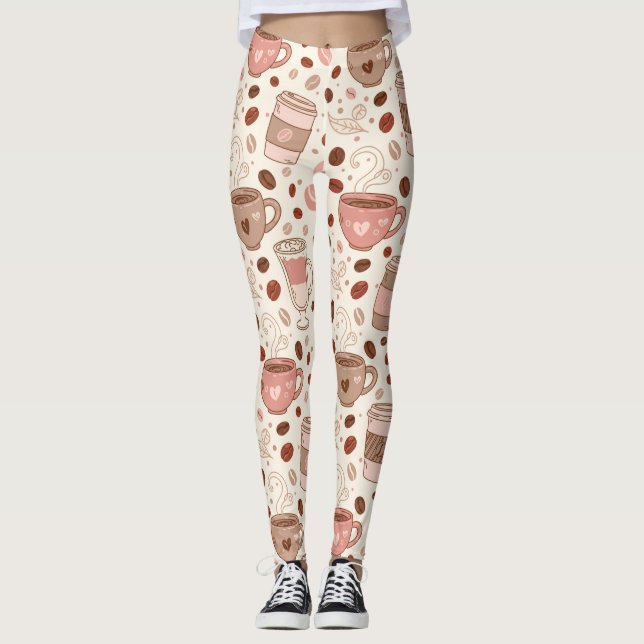 Cozy Coffee Cup Pattern (3) Leggings (Front)