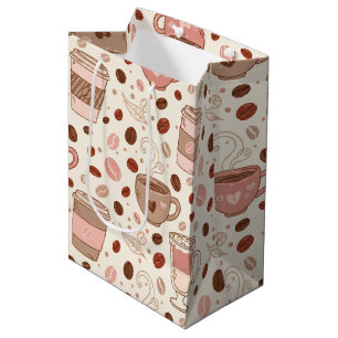 Cozy Coffee Cup Pattern (3) Medium Gift Bag