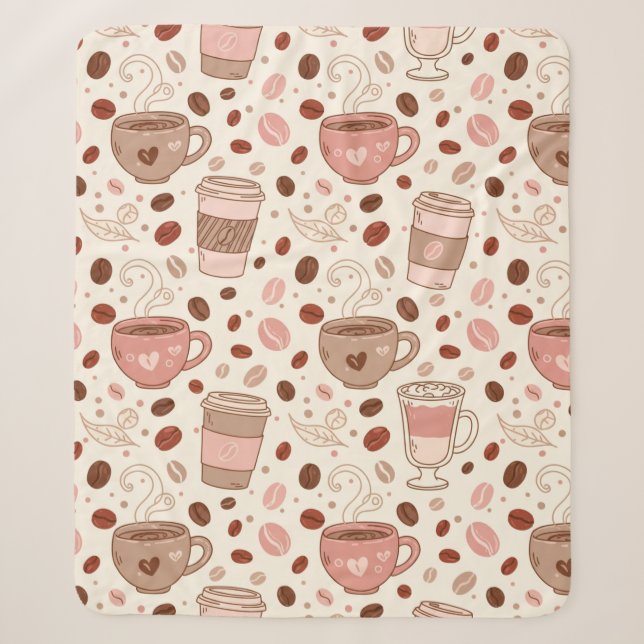 Cozy Coffee Cup Pattern (3) Sherpa Blanket (Front)