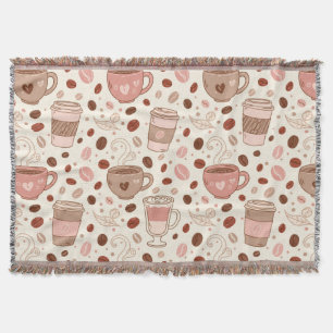 Cozy Coffee Cup Pattern (3) Throw Blanket