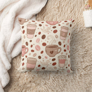 Cozy Coffee Cup Pattern (3) Throw Pillow