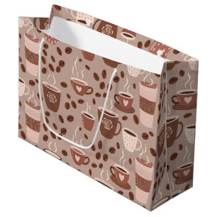 Cozy Coffee Cup Pattern (4) Large Gift Bag
