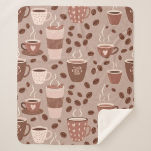 Cozy Coffee Cup Pattern (4) Sherpa Blanket
