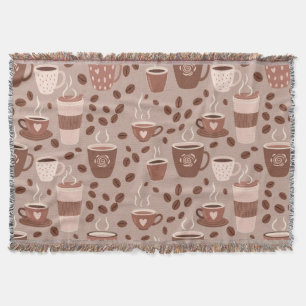 Cozy Coffee Cup Pattern (4) Throw Blanket