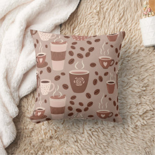 Cozy Coffee Cup Pattern (4) Throw Pillow