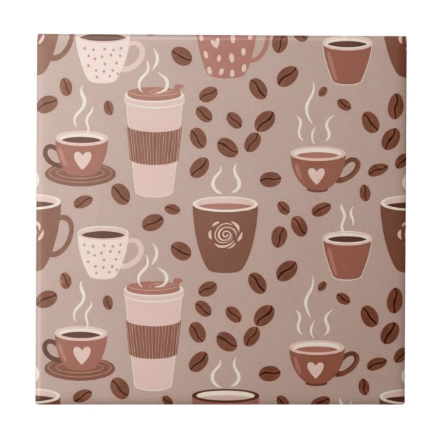 Cozy Coffee Cup Pattern (4) Tile (Front)