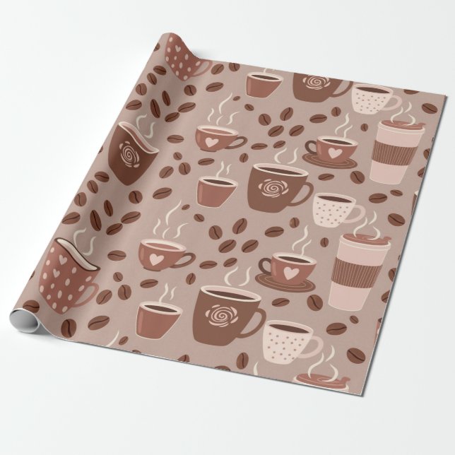 Cozy Coffee Cup Pattern (4) Wrapping Paper (Unrolled)