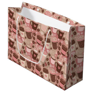 Cozy Coffee Cup Pattern (5) Large Gift Bag