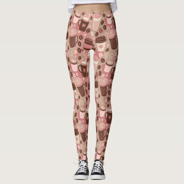 Cozy Coffee Cup Pattern (5) Leggings (Front)