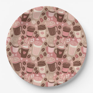 Cozy Coffee Cup Pattern (5) Paper Plate
