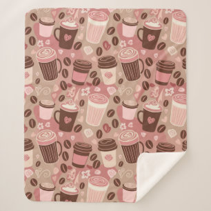 Cozy Coffee Cup Pattern (5) Sherpa Blanket