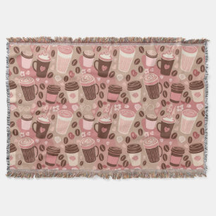 Cozy Coffee Cup Pattern (5) Throw Blanket