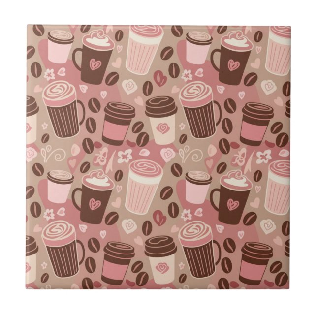 Cozy Coffee Cup Pattern (5) Tile (Front)