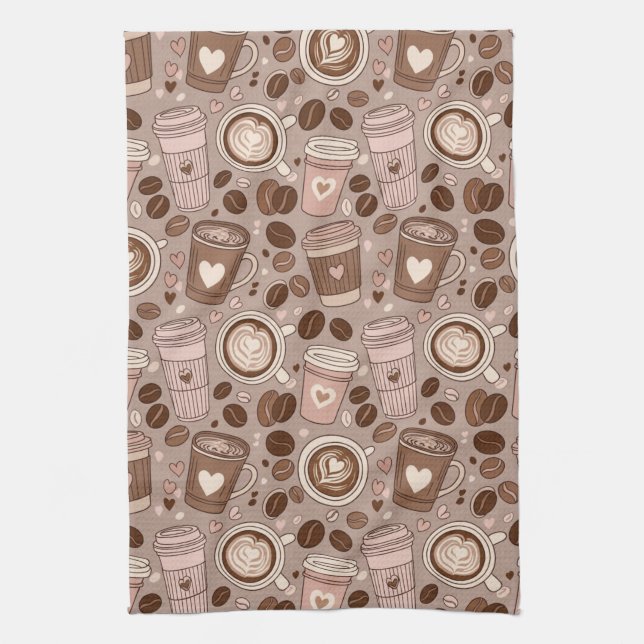 Cozy Coffee Cup Pattern (6) Kitchen Towel (Vertical)