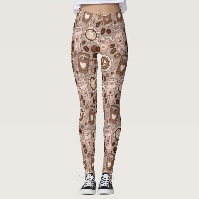 Cozy Coffee Cup Pattern (6) Leggings (Front)