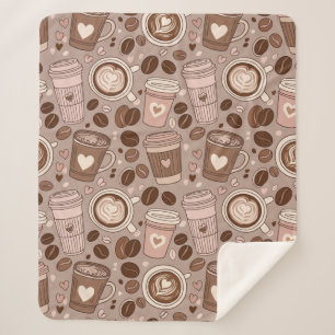 Cozy Coffee Cup Pattern (6) Sherpa Blanket
