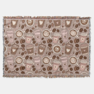 Cozy Coffee Cup Pattern (6) Throw Blanket