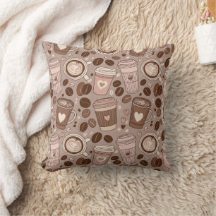 Cozy Coffee Cup Pattern (6) Throw Pillow