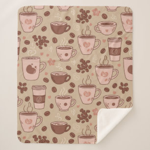 Cozy Coffee Cup Pattern (7) Sherpa Blanket