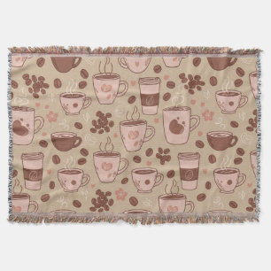 Cozy Coffee Cup Pattern (7) Throw Blanket