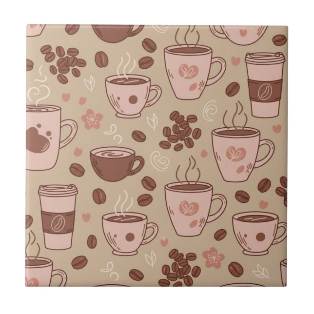 Cozy Coffee Cup Pattern (7) Tile (Front)