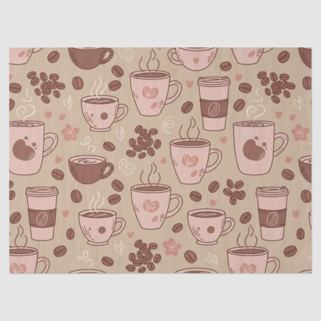 Cozy Coffee Cup Pattern (7) Tissue Paper (Front)