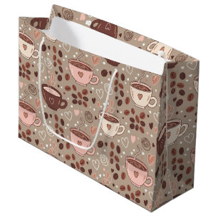 Cozy Coffee Cup Pattern (8) Large Gift Bag