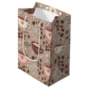 Cozy Coffee Cup Pattern (8) Medium Gift Bag