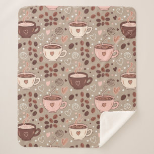 Cozy Coffee Cup Pattern (8) Sherpa Blanket