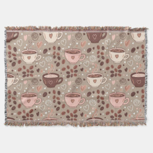 Cozy Coffee Cup Pattern (8) Throw Blanket