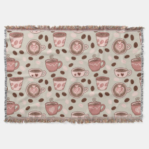 Cozy Coffee Cup Pattern (9) Throw Blanket