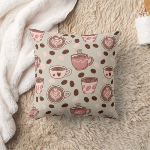 Cozy Coffee Cup Pattern (9) Throw Pillow