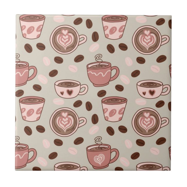 Cozy Coffee Cup Pattern (9) Tile (Front)