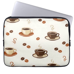 Cozy Coffee Cups Seamless Pattern Laptop Sleeve