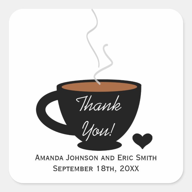 Cozy Coffee Love Thank You Favour Label Sticker (Front)