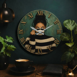 Cozy Coffee Lover Modern Minimalist Coffee Break Large Clock