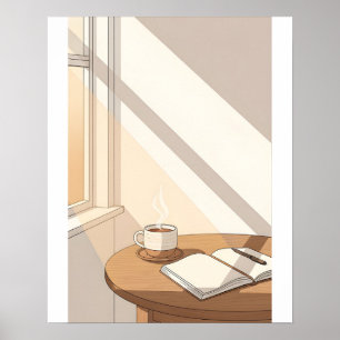 Cozy Coffee Morning Window Light Time Poster