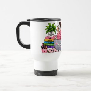 Cozy Coffee Study Girl – Work Hard Dream Big Travel Mug