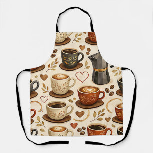 Cozy Coffee Time - Warm Aesthetic Seamless Pattern Apron