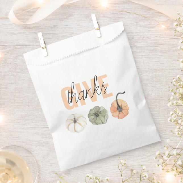 Cozy Colourful Pastel Give Thanks and Pumpkin Favour Bag (Clipped)