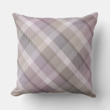 Cozy colourful tartan plaid, lilac Throw Pillow