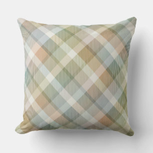 Cozy colourful tartan plaid, pink Throw Pillow