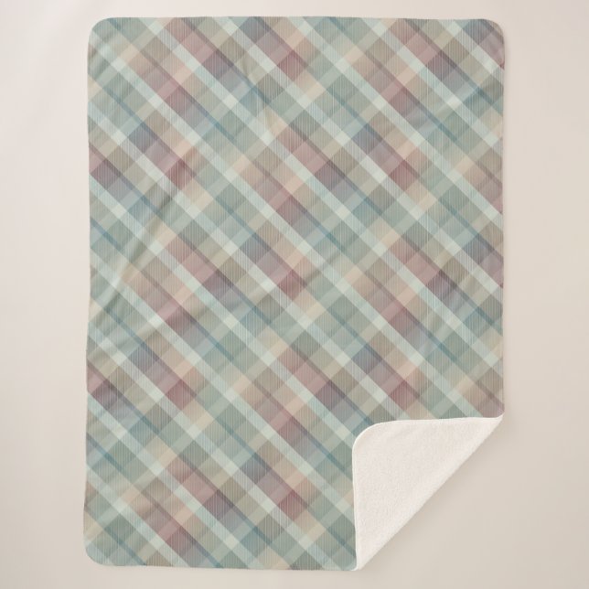 Cozy colourful tartan Sherpa Blanket (Front)