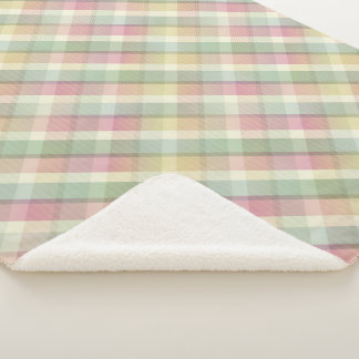 Cozy colourful tartan Sherpa Blanket