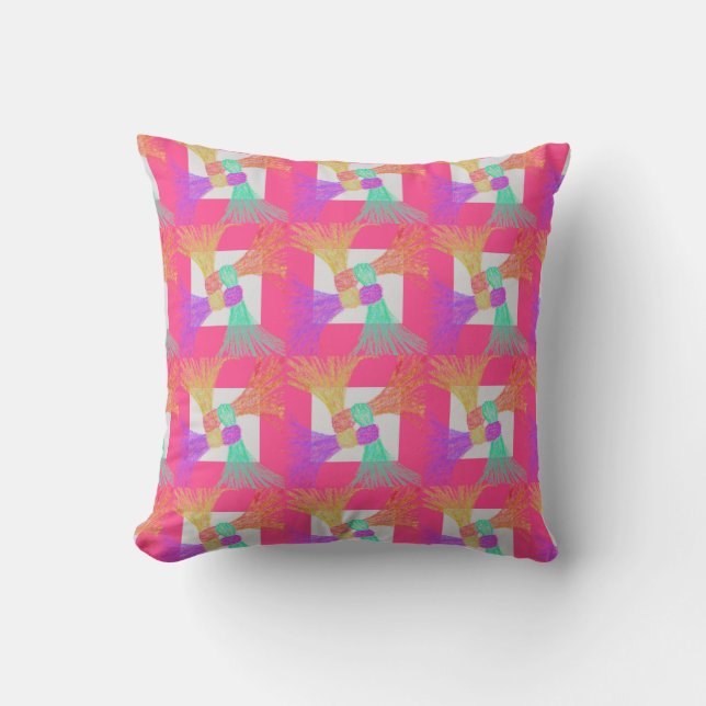 Cozy Colourful Throw Pillow (Front)